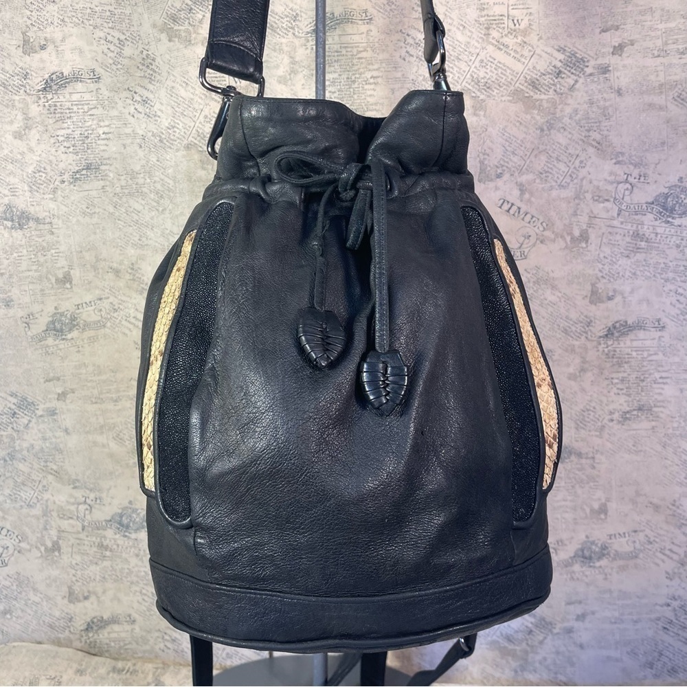 Khirma Eliazov Sinclair Exotic Stingray & Python Leather Convertible Backpack